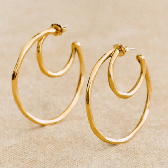 Sezane Jewelry - Sezane Chiara Hoop Earrings, VGUC, Sold Out, Quiet Luxury, French Chic